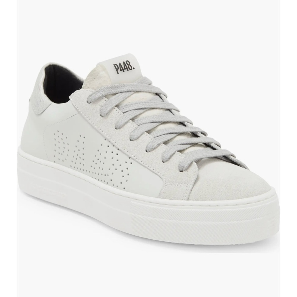 P448 Light Gray Perforated Thea Platform Sneakers Size EU40
